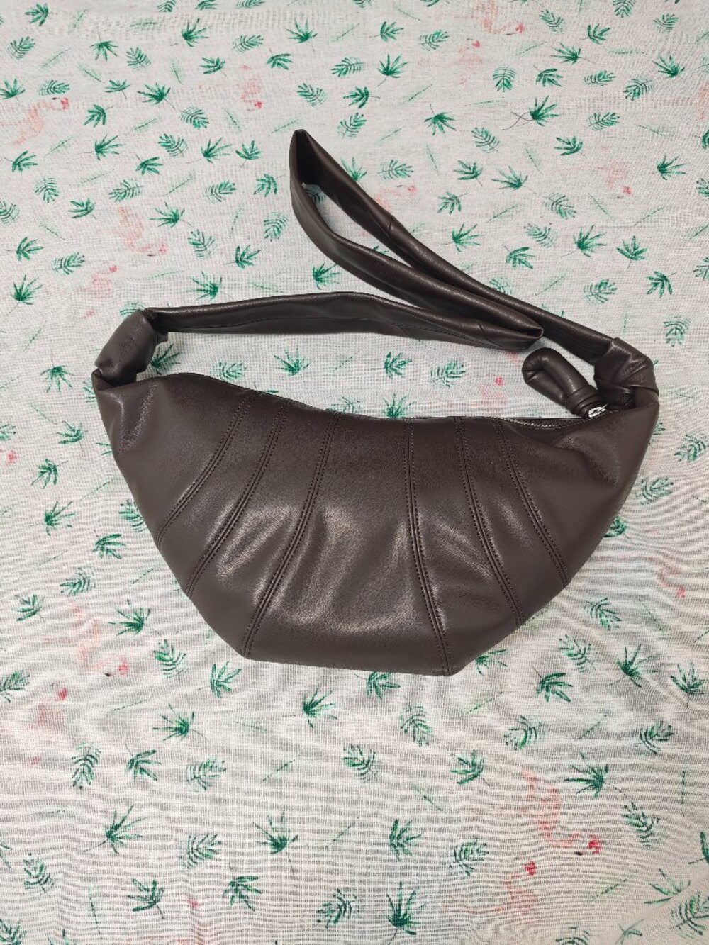 Lemaire Croissant Large Dark Brown Leather Crossbody Bag, Brand New with Box